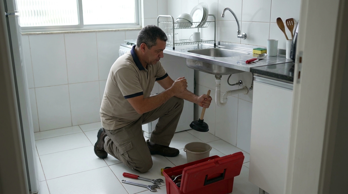 Desentupimento de pia residencial em São José dos Campos‑SP